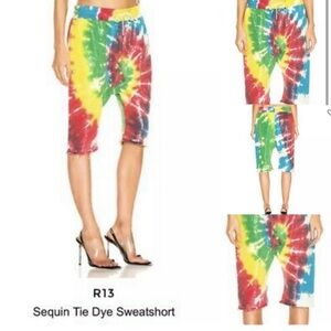 R13 sequin tie dye sweat shorts M